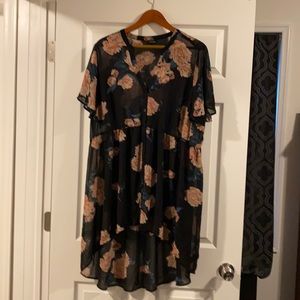 torrid lexie blk floral chiffon babydoll tunic- s3